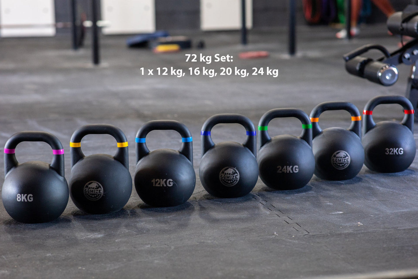 Competition Steel Kettlebell Set SQMIZE® CSK72, 72 kg Set, BLACK EDITION - SQMIZE Nederland