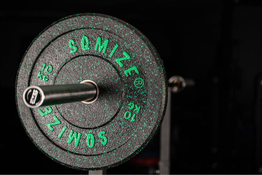 High-Tempered Bumper Plate Met Barbell SQMIZE® CRBS-C100 Trainingsset, 120 kg - SQMIZE Nederland