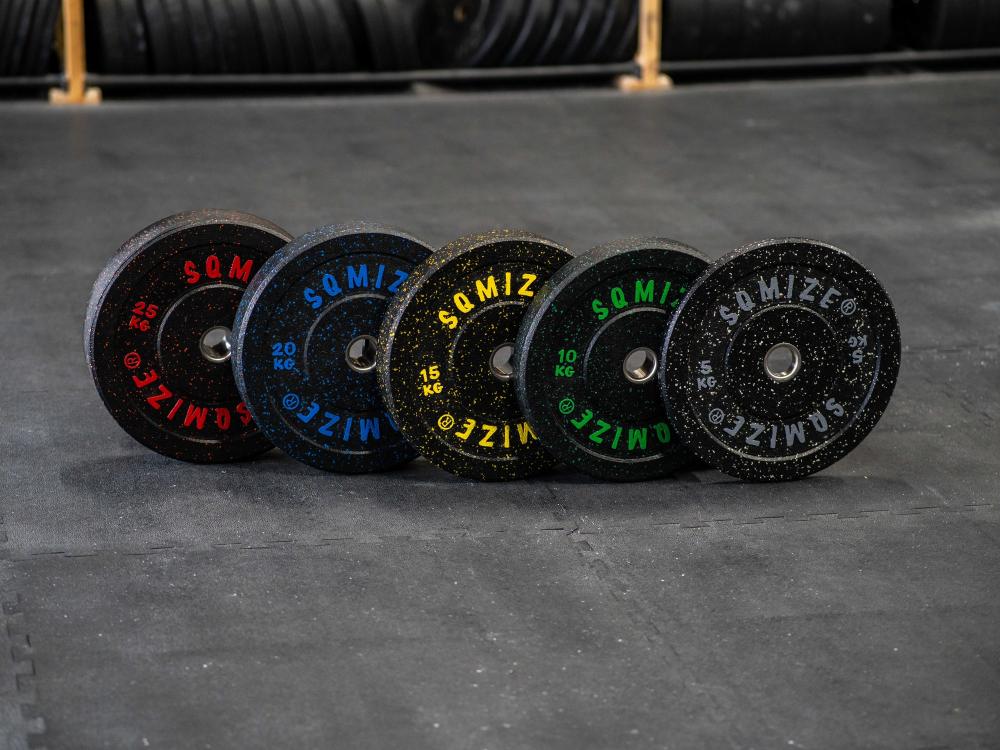 High-Tempered Bumper Plate Met Barbell SQMIZE® CRBS-C100 Trainingsset, 120 kg - SQMIZE Nederland