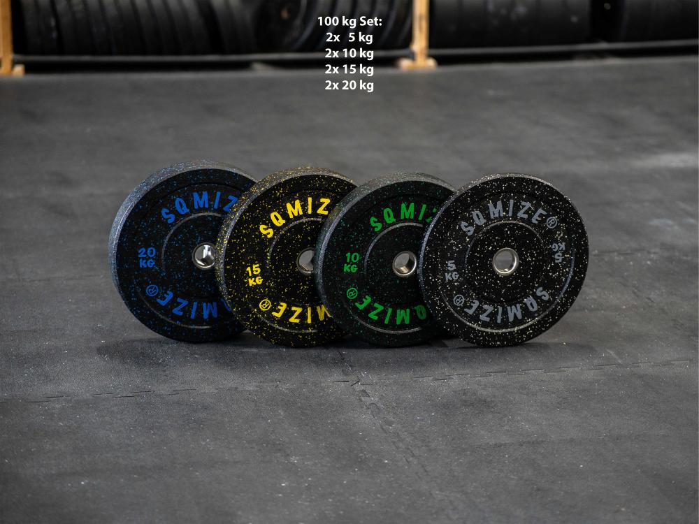 High-Tempered Bumper Plate Set SQMIZE® CRBP-C100, 100 kg, colorcoded - SQMIZE Nederland