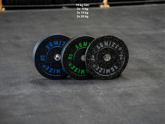 High-Tempered Bumper Plate Set SQMIZE® CRBP-C70, 70 kg, colorcoded - SQMIZE Nederland