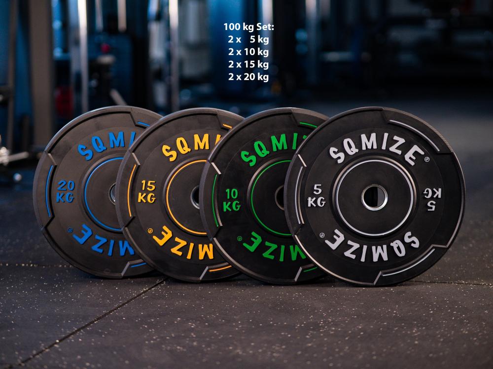 Premium Bison Black Bumper Plate Set SQMIZE® V-BBP100, 100 kg - SQMIZE Nederland