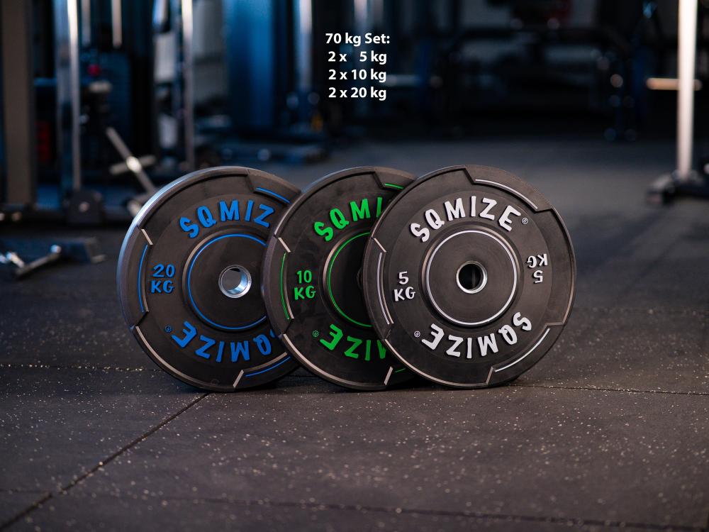 Premium Bison Black Bumper Plate Set SQMIZE® V-BBP70, 70 kg - SQMIZE Nederland