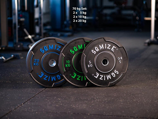 Premium Bison Black Bumper Plate Set SQMIZE® V-BBP70, 70 kg - SQMIZE Nederland