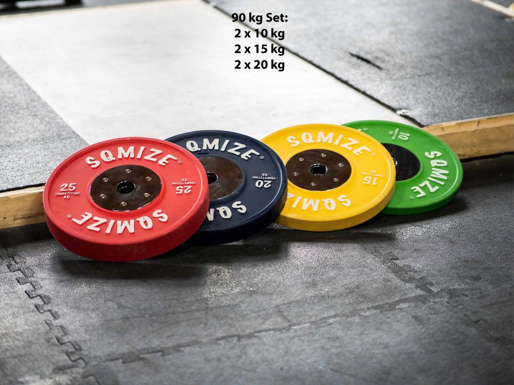 Premium Bison Competition Bumper Plate Set SQMIZE® CompBP90, 90 kg - SQMIZE Nederland